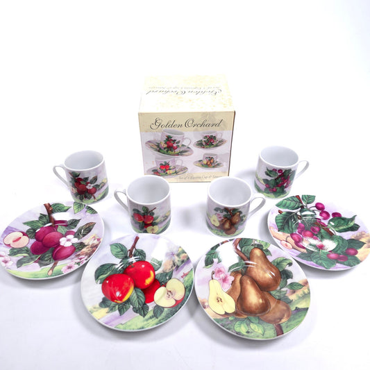 Home Essentials Golden Orchard Set Of 4 Espresso Cup & Saucers