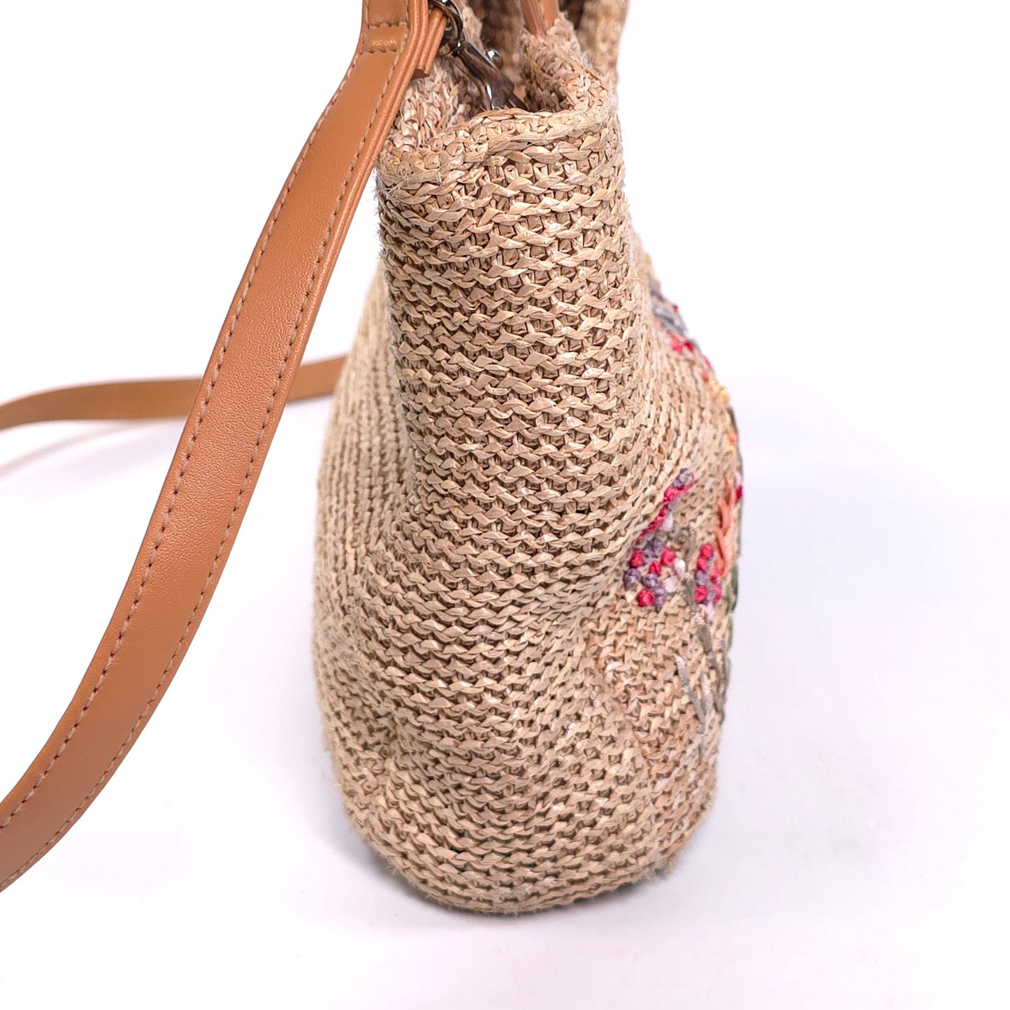 Woven Floral 4 Compartment Top Handle Shoulder Bag Purse