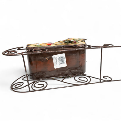 Romon Inc Metal Santa Sleigh Sled Bird Holly Elegant Holiday Home Decor # 75149