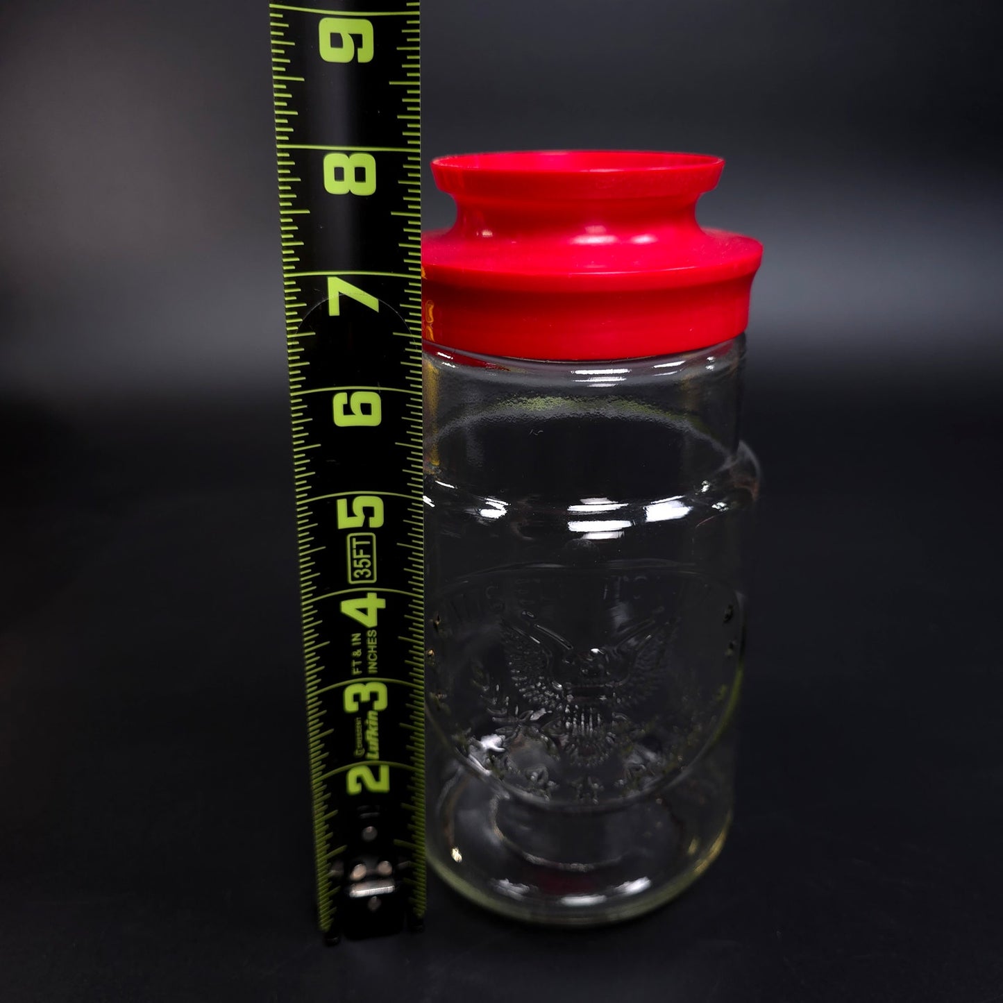 Vintage Anchor Hocking 1976 Election Glass Canister Jar w/ Red Screw On Lid