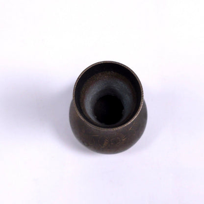 Vintage Bronze Mini Bud Vase With Etched Floral Pattern