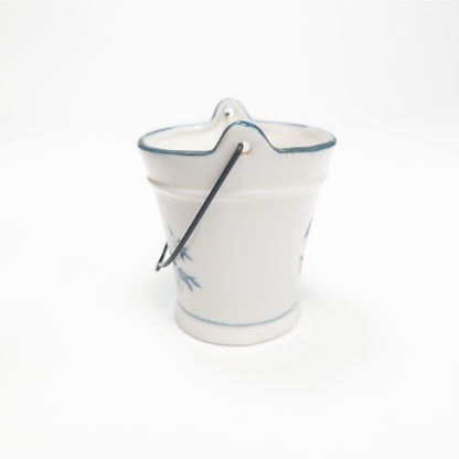 Vintage MCM Island Gullfoss Blue Flower Ceramic Mini 3" Bucket