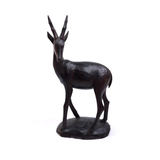 Vintage MCM Hand Carved Wooden Antelope Gazelle Figurine