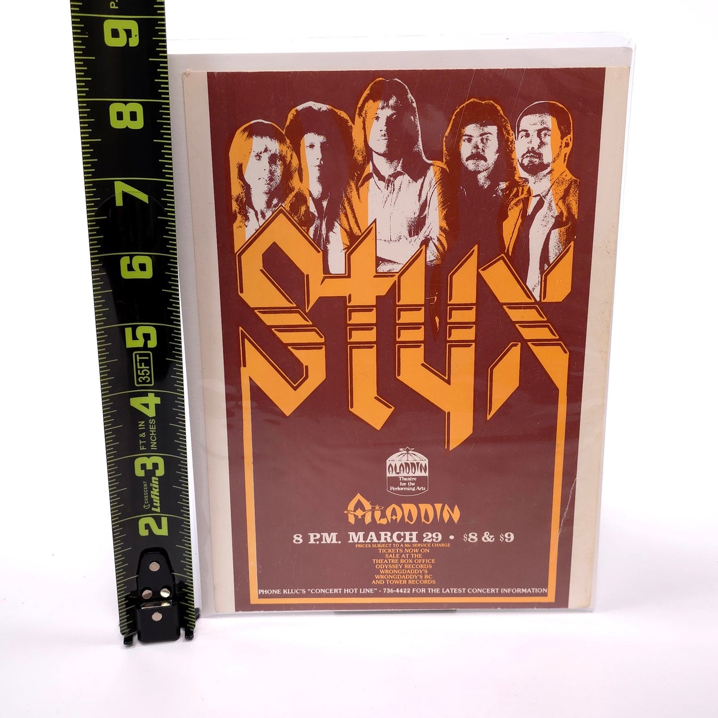 Vintage Styx Concert Flyer Handbill March 29 70's Aladdin Theatre Las Vegas