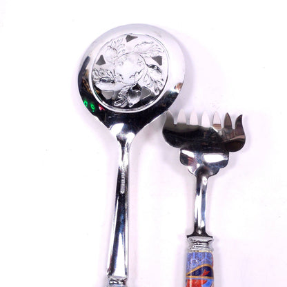 Vintage Prill Sheffield England Spoon Fork Stainless Steel Porcelain Handle