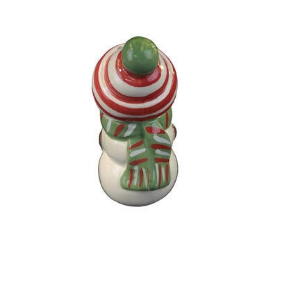 Mr & Mrs Snowman Kissing Couple Magnetic Ceramic Salt Pepper Shakers Set