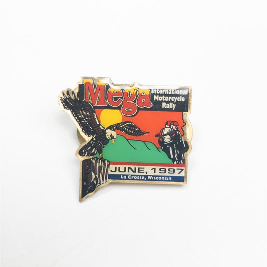 Mega International Motorcycle Rally 1997 LaCrosseWisconsin Pin Back 2+ Ship FREE