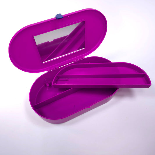 Vintage Caboodles Medium Cosmetic Makeup Jewelry Trinket Box w/ Mirror Purple