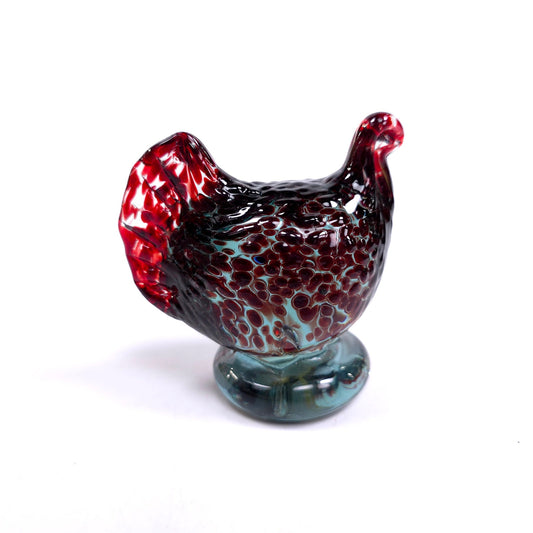 Vintage Becraft Hand Blown Glass Chicken Hen Rooster Turkey Paper Weight Ozarks
