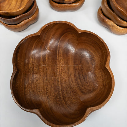 Leilani Monkey Pod Wood Salad Bowl Set 10 Bowls, 1 Serving Bowl w/ Fork & Spoon