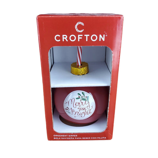 Crofton Ornament Sipper Cup with Straw 13.2 oz Merry and Bright Christmas