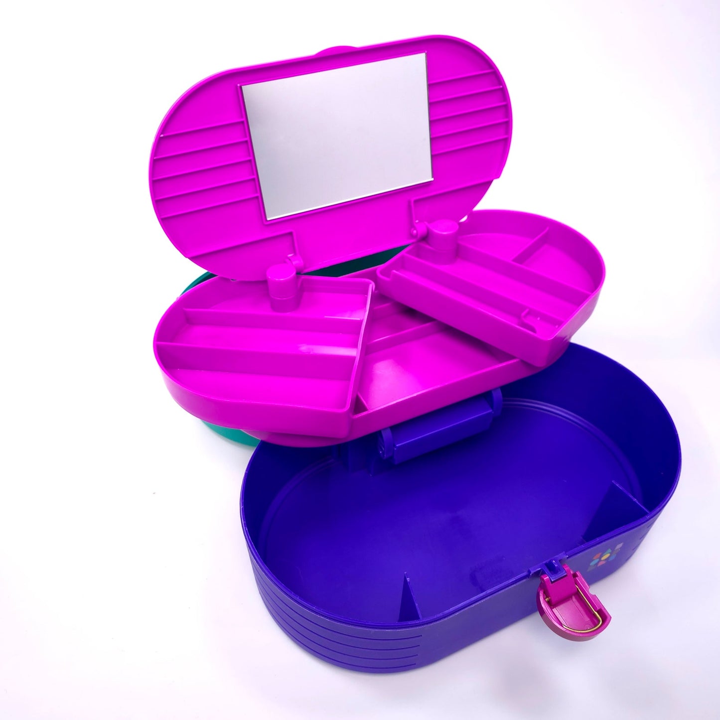 Caboodles Medium Cosmetic Makeup Jewelry Box w/ Mirror Purple Teal Pink 2640