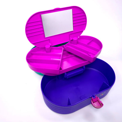 Caboodles Medium Cosmetic Makeup Jewelry Box w/ Mirror Purple Teal Pink 2640