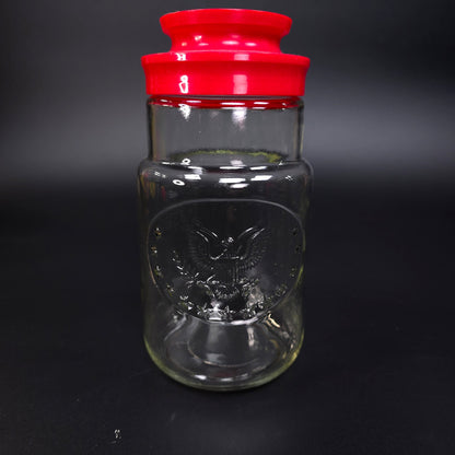 Vintage Anchor Hocking 1976 Election Glass Canister Jar w/ Red Screw On Lid