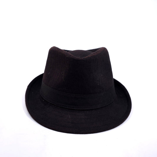 Vintage Style Black 100% Cotton Shell Fedora Hat