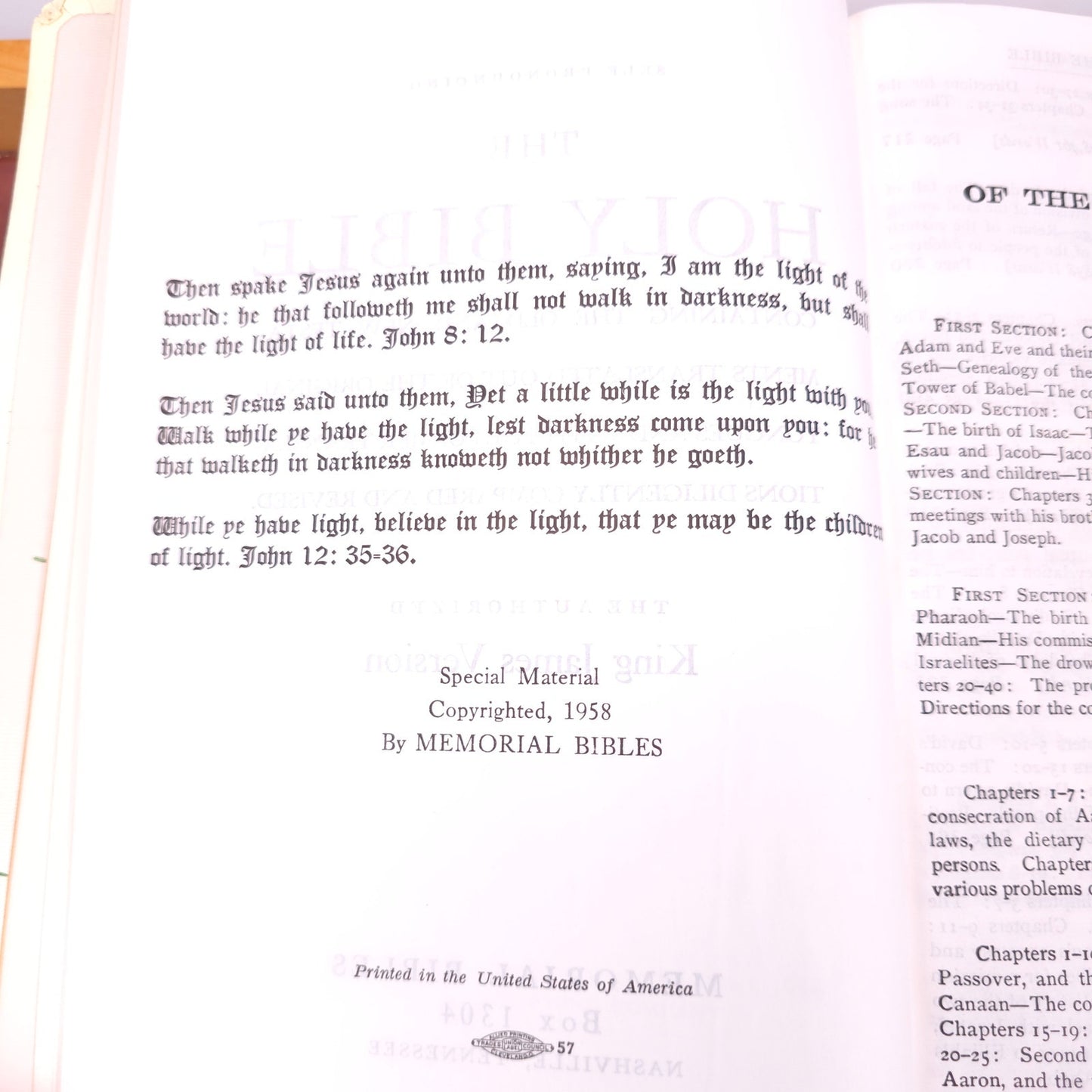 1958 Memorial Holy Bible American Legion KJV with Wood Storage Box Gilt Gilding