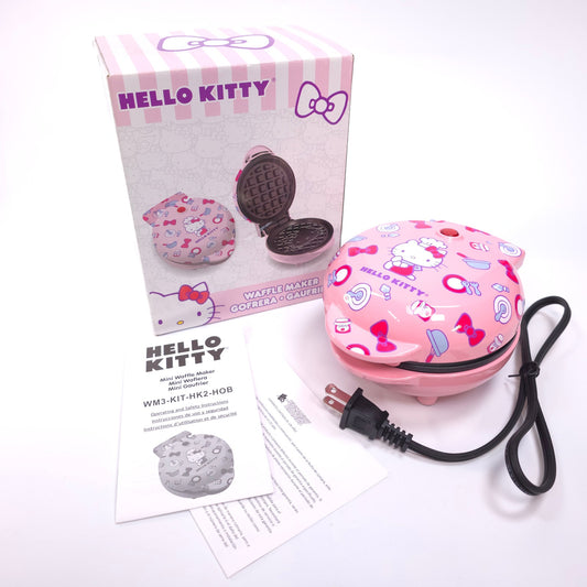 Hello Kitty Mini Waffle Maker Pink Uncanny Brand WM3-KIT-HK2-HOB