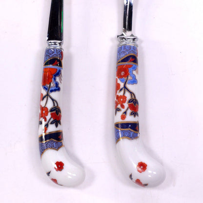 Vintage Prill Sheffield England Spoon Fork Stainless Steel Porcelain Handle
