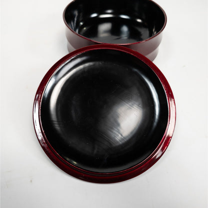 Lacquered Japanese Tea Lidded Trinket Box Container Floral Design w/ Tassel