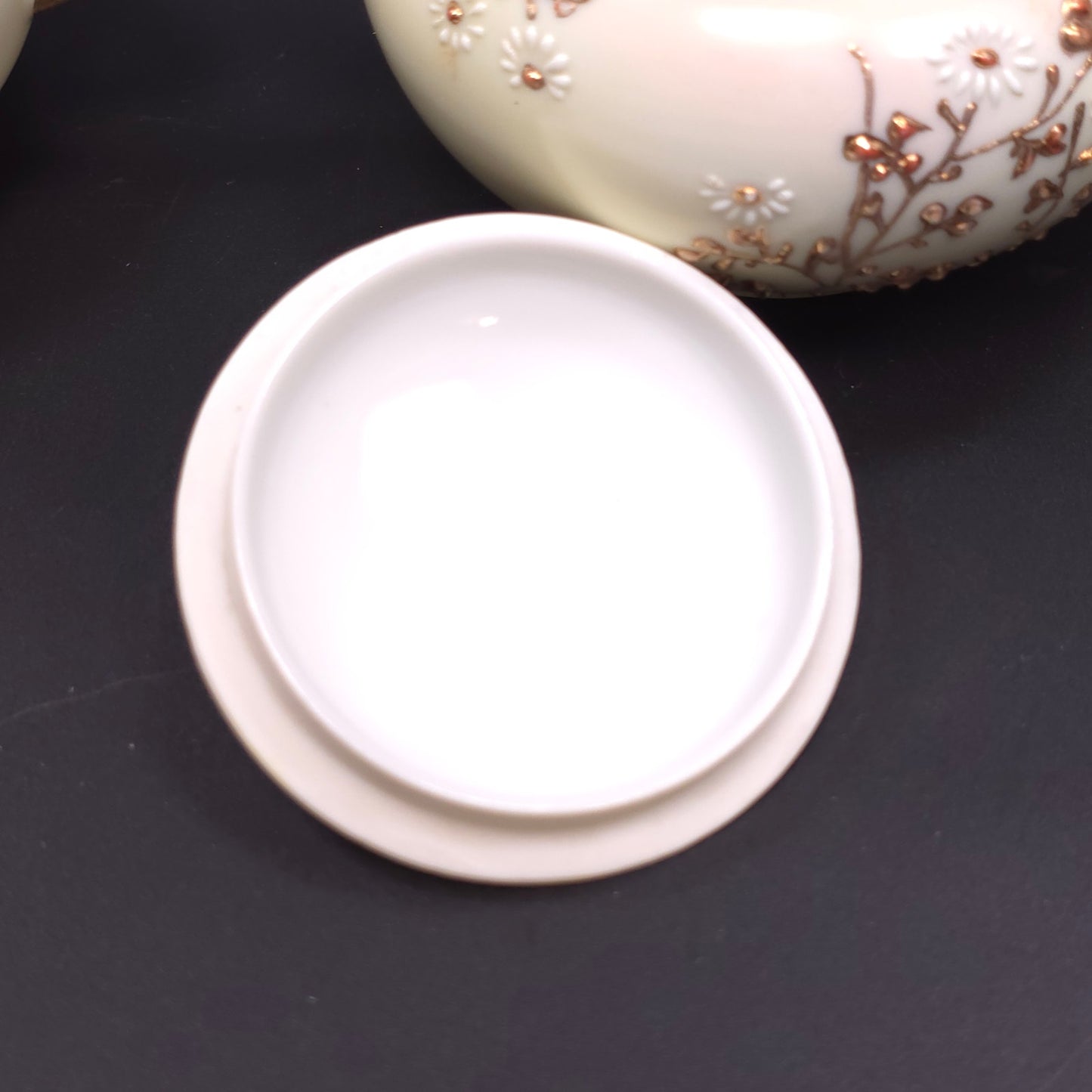 MCM Japanese Porcelain Embossed Floral Design Sugar & Creamer Set Gold Trim