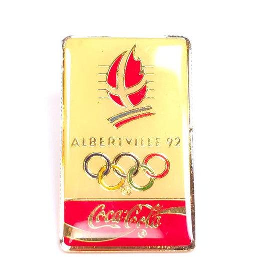 Vintage Olympic Albertville 1992 Coca-Cola Enamel Pinback Pin