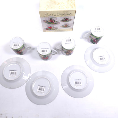 Home Essentials Golden Orchard Set Of 4 Espresso Cup & Saucers