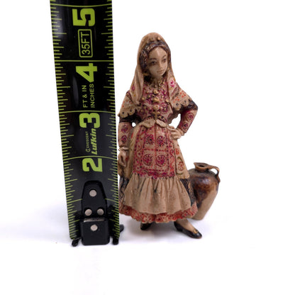 Vintage Ricardo Resin Figurine Woman With Pitcher Jar Pottery Signed