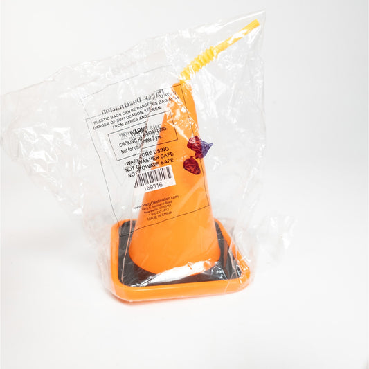 Traffic Cone Drink Cup w/ Straw Construction Party Destination Fun Beverage
