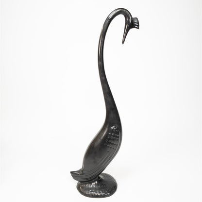 17" Crested Black Swan Porcelain Statue Figure Signed Harry H Cottingham