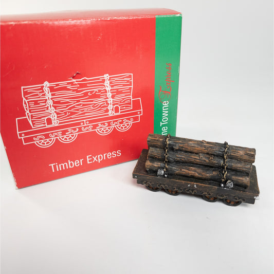 1998 Home Towne Timber Express Train Cargo JC Penny Figurine