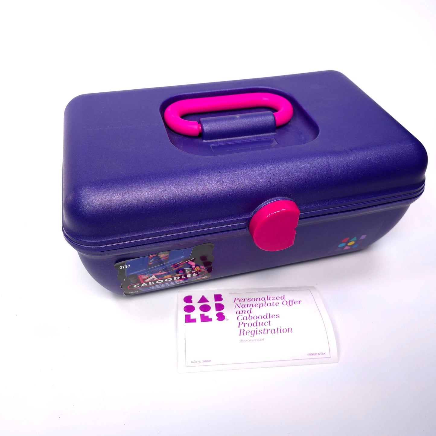 Vintage Caboodles Medium Cosmetic Makeup Jewelry Box w/ Mirror Purple Pink 2752