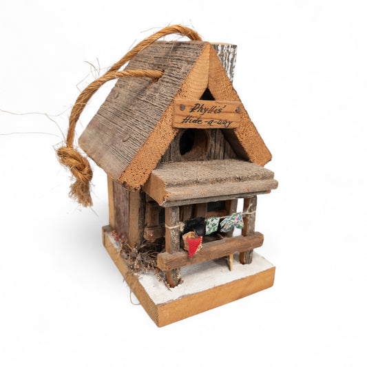 Rustic Phyllis' Hide-A-Way Home Birdhouse Rustic Decor