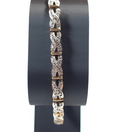 925 Marcasite Gold-Tone Tennis Bracelet Size 7 China