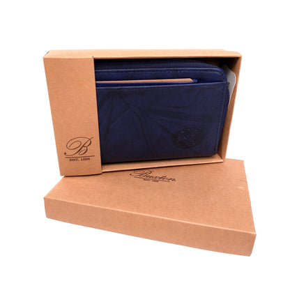 Buxton Blue Leather Wallet Clutch Card ID Cash Coins Compartments