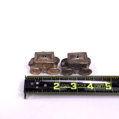 Vintage Metal Carriage Salt & Pepper Shakers Japann