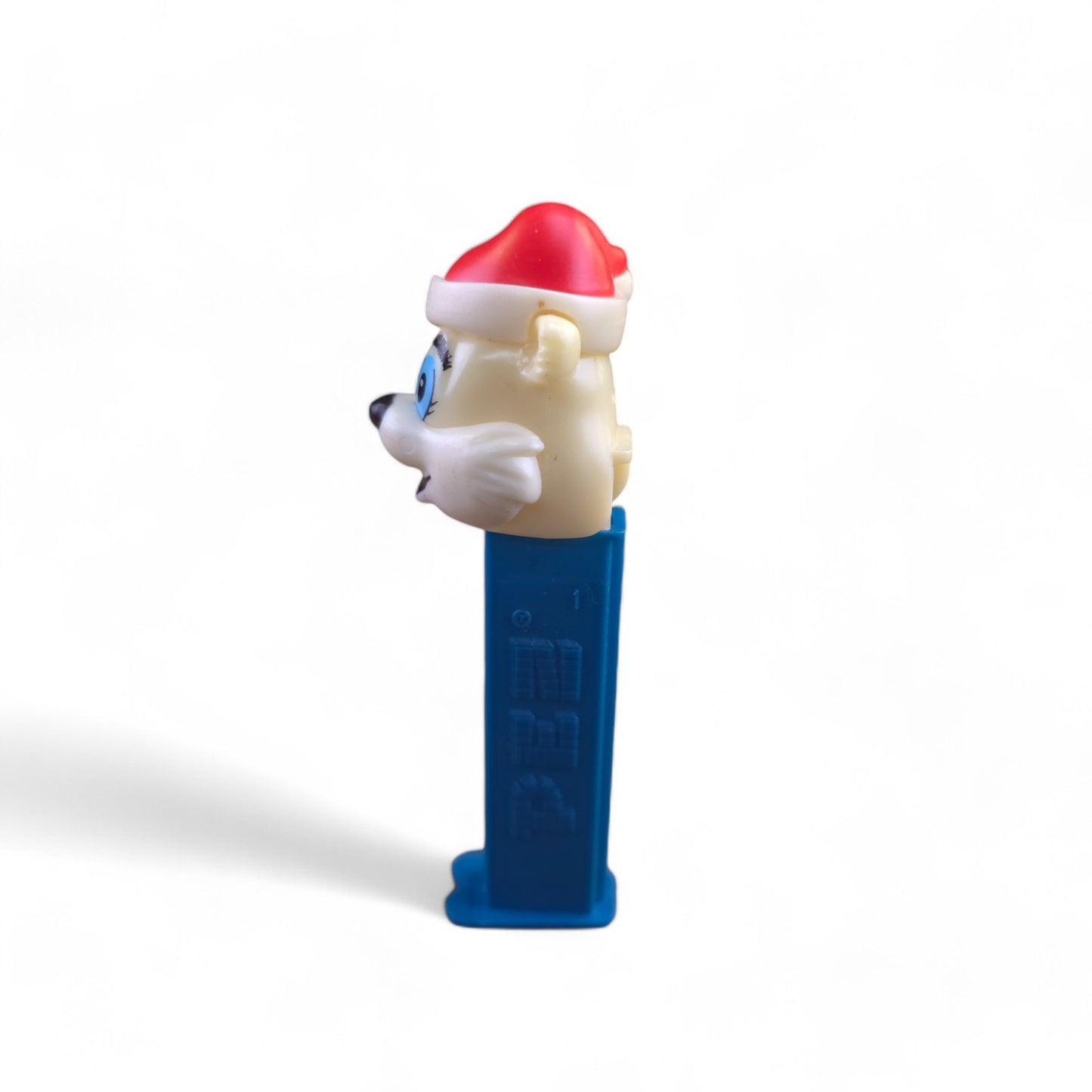PEZ Christmas Polar Bear With Santa Hat Footed Candy Dispenser 2002 Blue