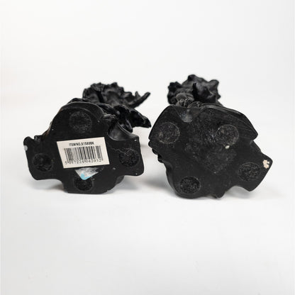 Cherub Angel Black Resin Candle Stick Holder Set of 2