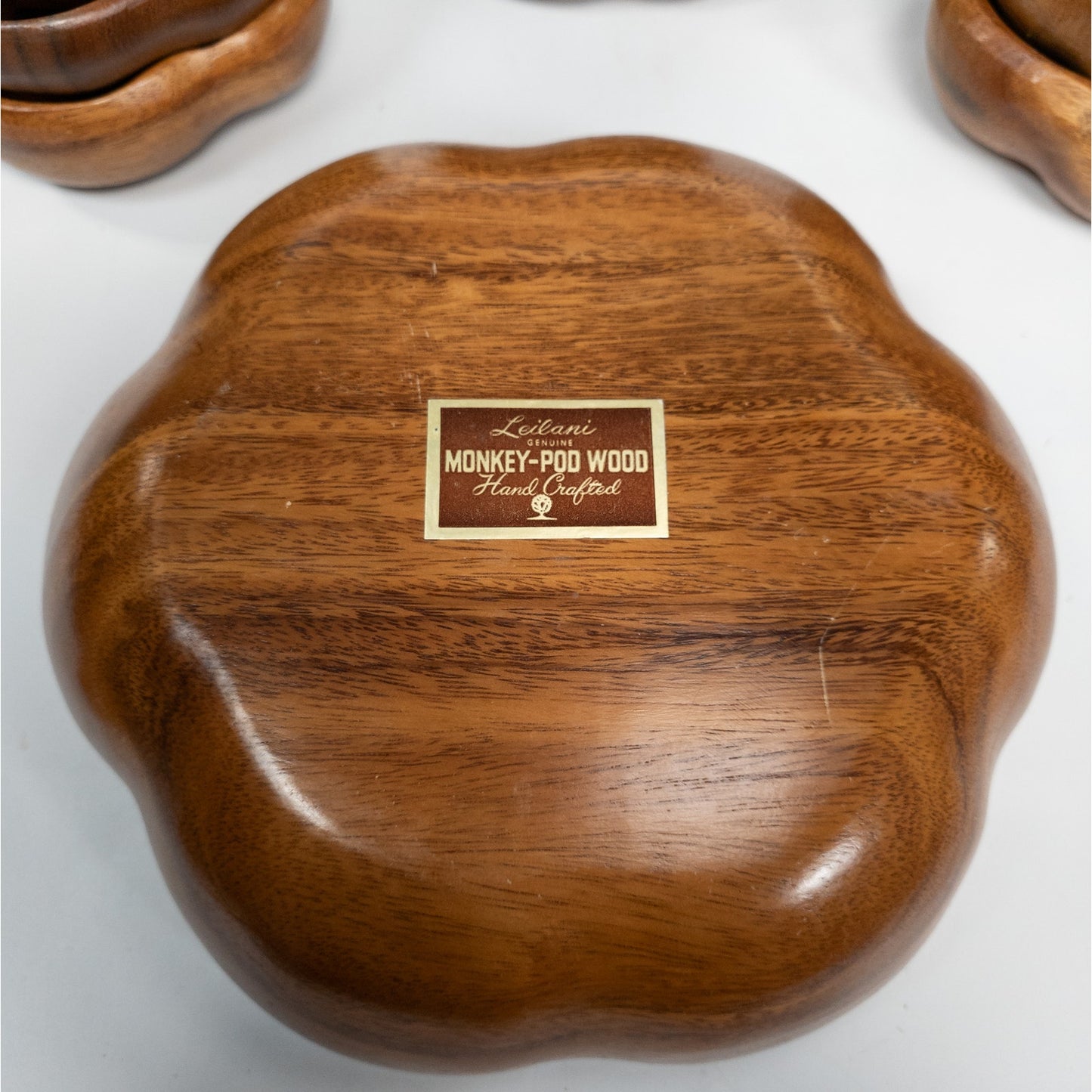 Leilani Monkey Pod Wood Salad Bowl Set 10 Bowls, 1 Serving Bowl w/ Fork & Spoon