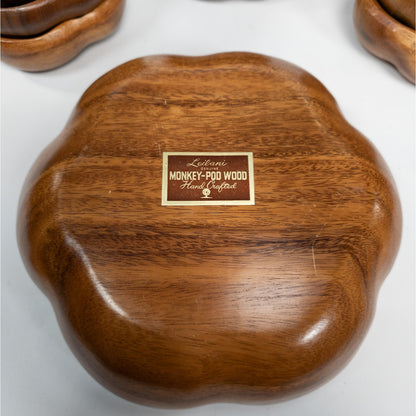 Leilani Monkey Pod Wood Salad Bowl Set 10 Bowls, 1 Serving Bowl w/ Fork & Spoon