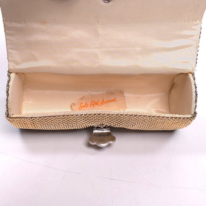 Vintage Saks Fifth Avenue Metal Mesh Evening Clutch Concho Clasp