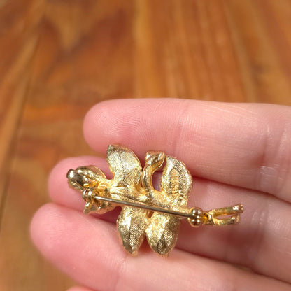 Avon Gold-Tone Rose Gold Tone Floral Rose Brooch Pin Pendanct