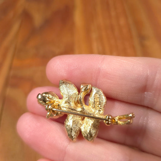 Avon Gold-Tone Rose Gold Tone Floral Rose Brooch Pin Pendanct