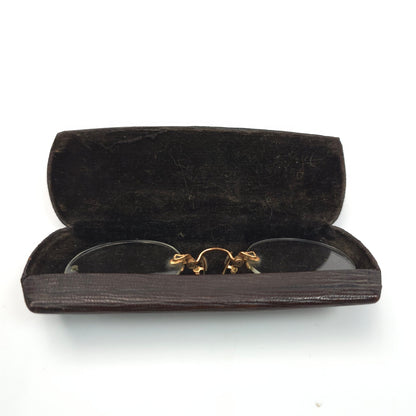 Antique Lastik Nose Clip Eyeglasses Rimless With Holder U Pinch Vintage