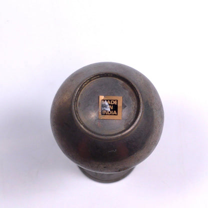 Vintage Bronze Mini Bud Vase With Etched Floral Pattern