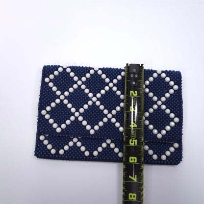 Beaded Fold Over Clutch Handbag Purse 2 Comparments