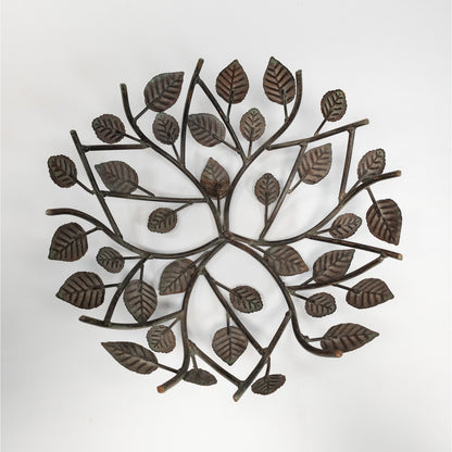 Decorative Metal Branch W/ Leafs Bowl Shaped Elegant Nature Home Decor
