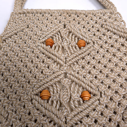 Vintage Macrame Crochet Shoulder Purse Bag With Handles