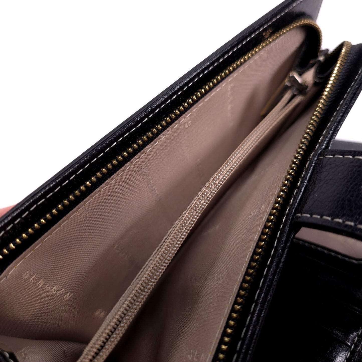 Sendefn Black Leather Wallet Wristlet Floral Button Clasp RFID Protetion