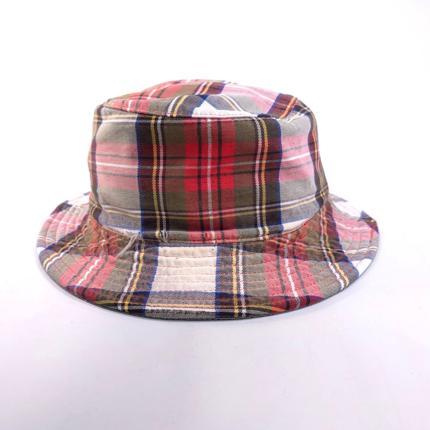 Distressed Madras Plaid Bucket Hat Cap Size XS 20 3/4" Circumference