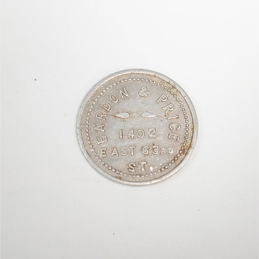 Bardon & Price 5 Cent Trade Token 1402 East 63rd Street